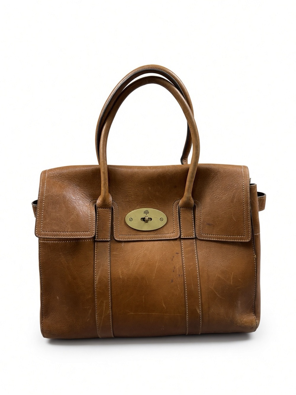 Mulberry Bayswater Oak Tan Leather Tote Postmans Lock Serial 565321